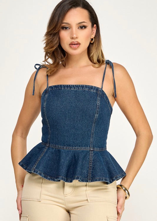 Denim peplum top