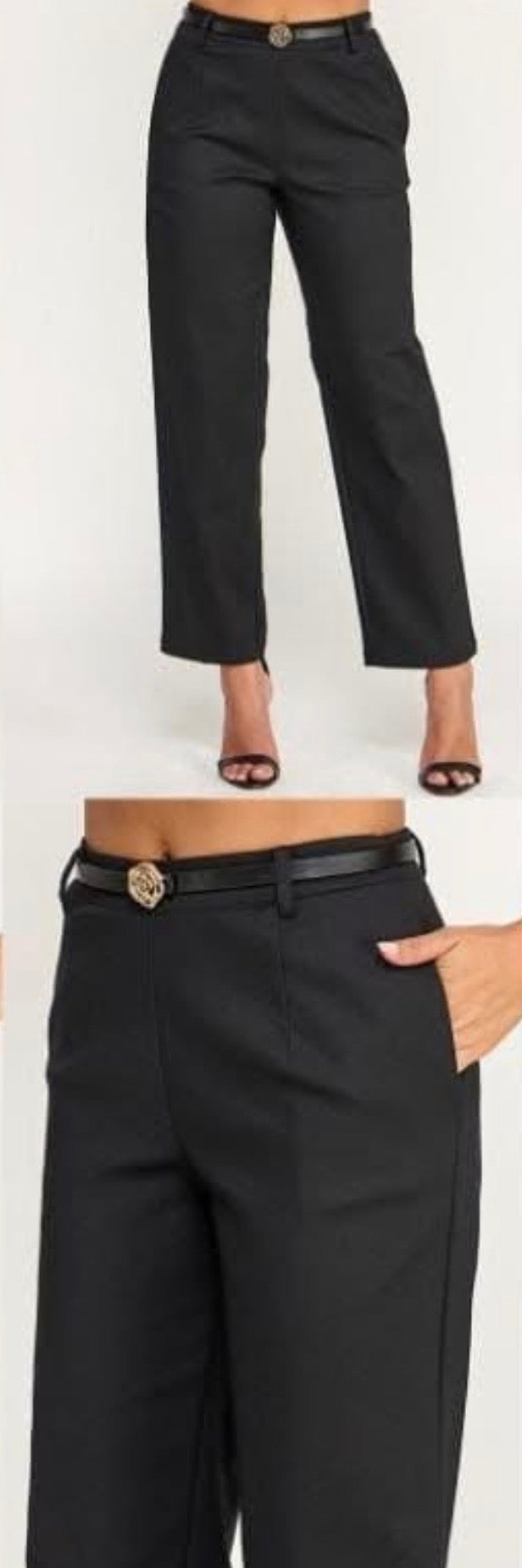 Black pant with belt