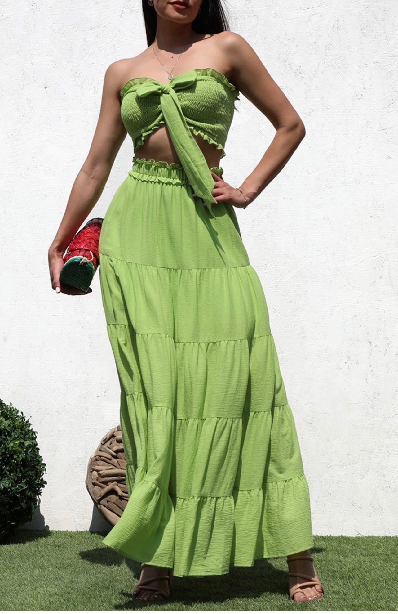 Lime Long Skirt Set