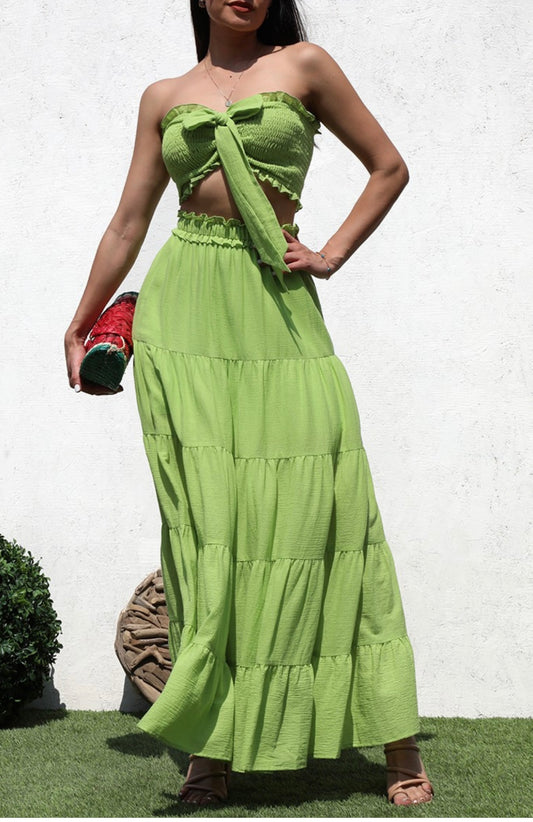 Lime Long Skirt Set