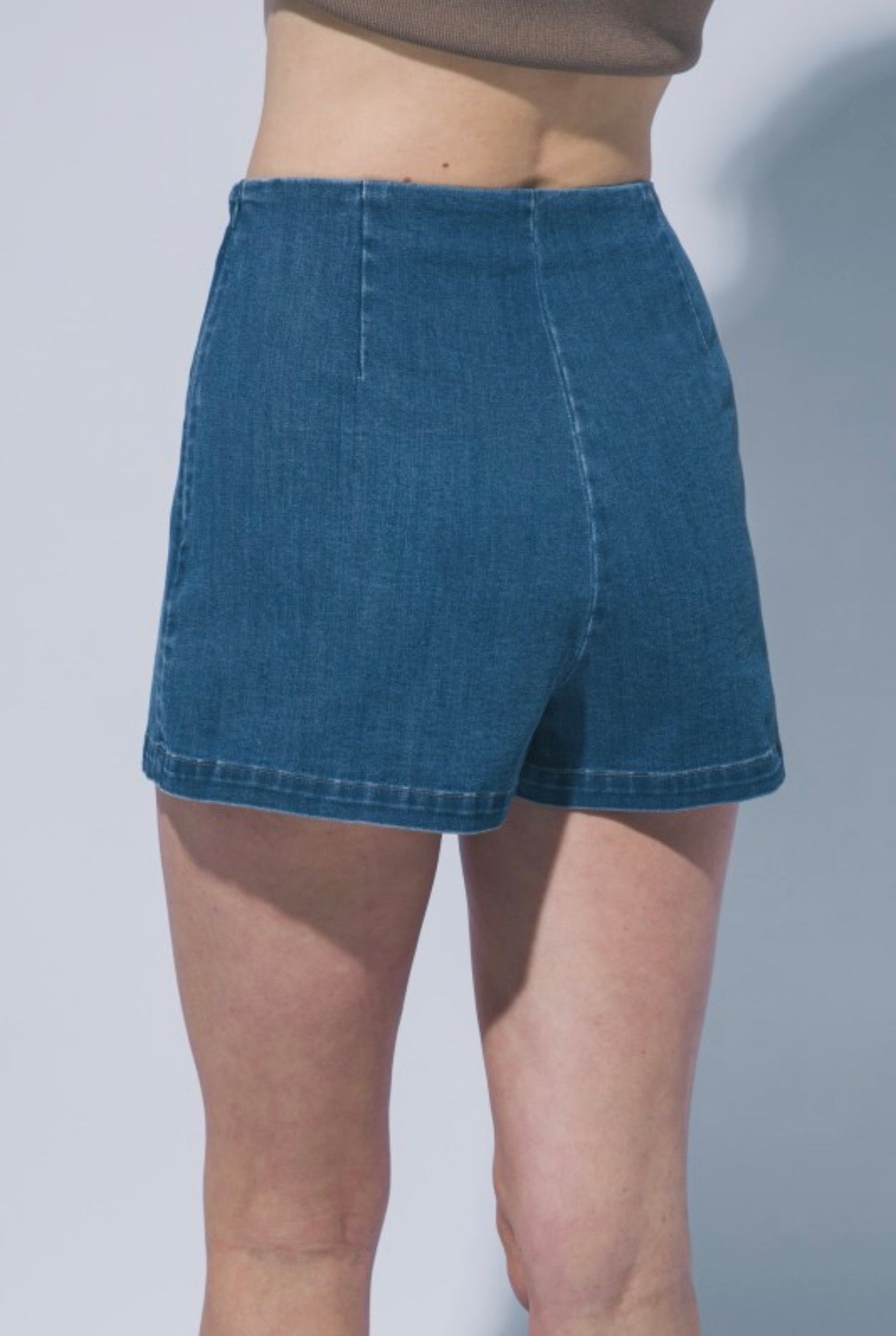 Denim Skort with Gold Buttons