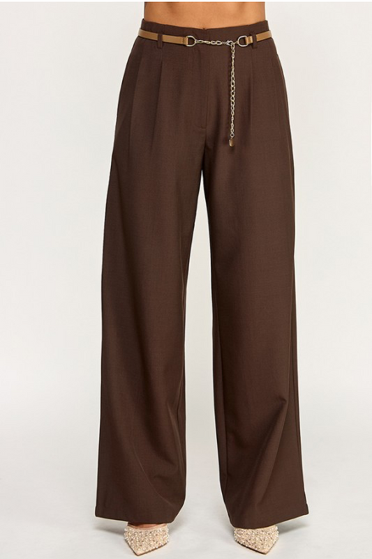Brown Straight-Leg Pants