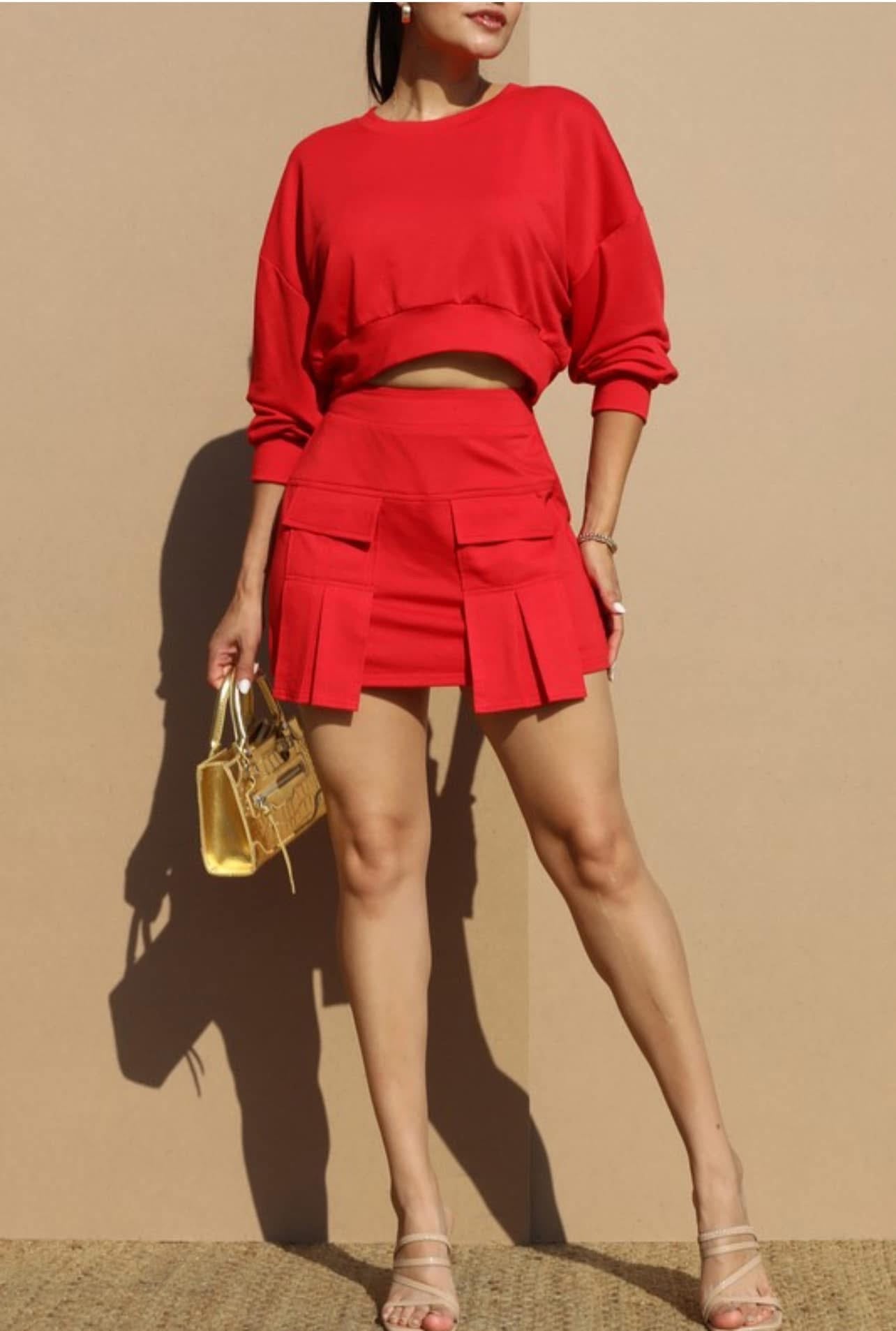 Red Skort Set