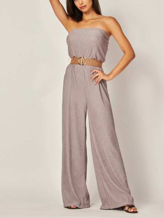 Gray romper with belt